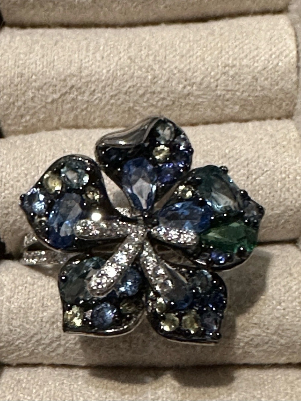 Floral Multicolor Gemstone Ring - Women Jewelry